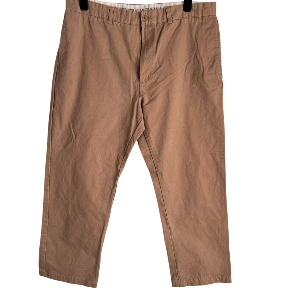 Chaps True American Chino Pants Mens 38x30 Tan Khaki Straight Leg Minimalist